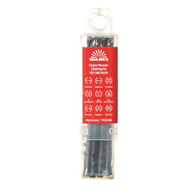 Свердло по металу HSS 4341 3.3 (10 од.) Vitals Master Свердло по металу HSS 4341 3.3 (10 од.) Vitals Master