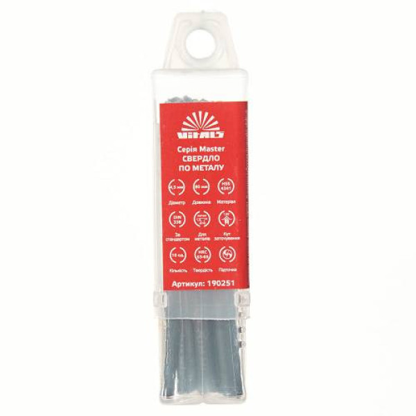 Свердло по металу HSS 4341 4.5 (10 од.) Vitals Master Свердло по металу HSS 4341 4.5 (10 од.) Vitals Master