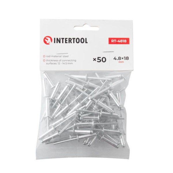 Заклепка алюминиевая 4.8*18.0 мм, уп. 50 шт. INTERTOOL RT-4818