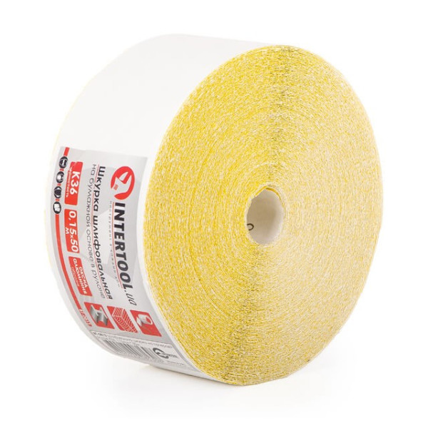 Шкурка шліфувальна, паперова основа, К36, 115 мм × 50 м INTERTOOL BT-0813 Шкурка шліфувальна, паперова основа, К36, 115 мм × 50 м INTERTOOL BT-0813