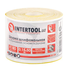 Шкурка шліфувальна, паперова основа, К180, 115 мм × 50 м INTERTOOL BT-0823