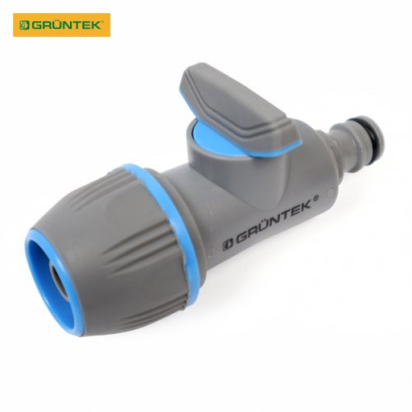 Адаптер із краном для шлангів GRUNTEK універсальний 1/2"-5/8"-3/4" Адаптер із краном для шлангів GRUNTEK універсальний 1/2"-5/8"-3/4"