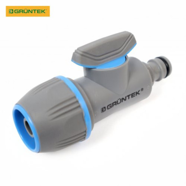 Адаптер із краном для шлангів GRUNTEK універсальний 1/2"-5/8"-3/4" Адаптер із краном для шлангів GRUNTEK універсальний 1/2"-5/8"-3/4"