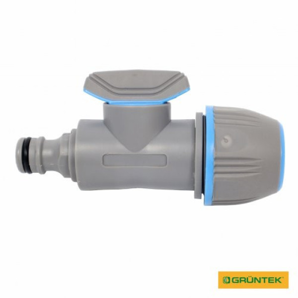 Адаптер із краном для шлангів GRUNTEK універсальний 1/2"-5/8"-3/4" Адаптер із краном для шлангів GRUNTEK універсальний 1/2"-5/8"-3/4"