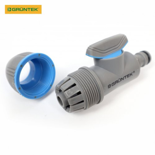 Адаптер із краном для шлангів GRUNTEK універсальний 1/2"-5/8"-3/4" Адаптер із краном для шлангів GRUNTEK універсальний 1/2"-5/8"-3/4"