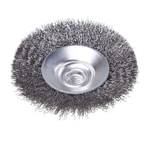 Щітка конусна, 100 мм, M14, кручений дріт, для КШМ, 12500 об/хв INTERTOOL BT-5100 Щітка конусна, 100 мм, M14, кручений дріт, для КШМ, 12500 об/хв INTERTOOL BT-5100