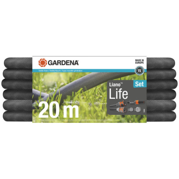 Шланг Gardena Liano Life Set текстильний садовий 13 мм 1/2" 20 м Шланг Gardena Liano Life Set текстильний садовий 13 мм 1/2" 20 м