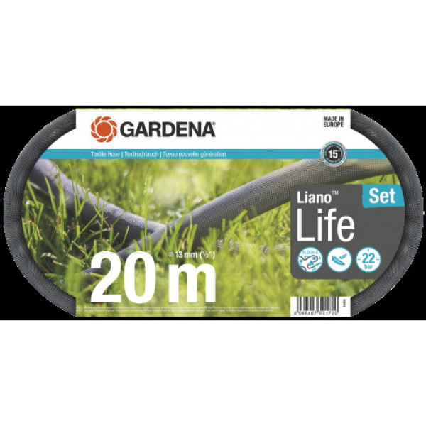 Шланг Gardena Liano Life Set текстильний садовий 13 мм 1/2" 20 м Шланг Gardena Liano Life Set текстильний садовий 13 мм 1/2" 20 м