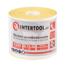 Шкурка шліфувальна, паперова основа, К220, 115 мм × 50 м INTERTOOL BT-0824