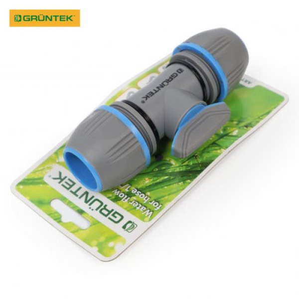Адаптер із краном для шлангів GRUNTEK двосторонній 1/2"-5/8"-3/4" Адаптер із краном для шлангів GRUNTEK двосторонній 1/2"-5/8"-3/4"