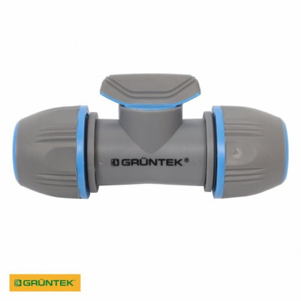 Адаптер із краном для шлангів GRUNTEK двосторонній 1/2"-5/8"-3/4" Адаптер із краном для шлангів GRUNTEK двосторонній 1/2"-5/8"-3/4"