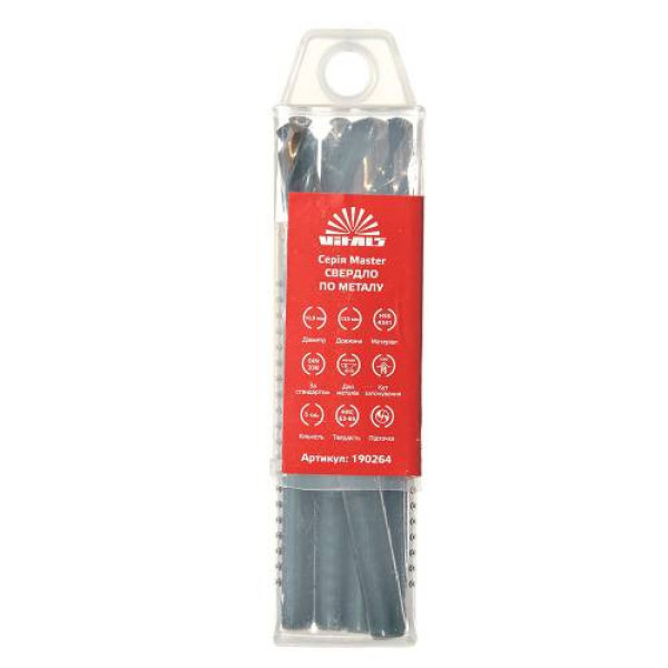 Свердло по металу HSS 4341 10.0 (5 од.) Vitals Master Свердло по металу HSS 4341 10.0 (5 од.) Vitals Master