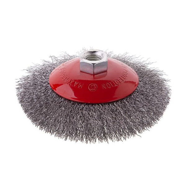 Щітка конусна, 125 мм, M14, кручений дріт, для КШМ, 6500 об/хв INTERTOOL BT-5125