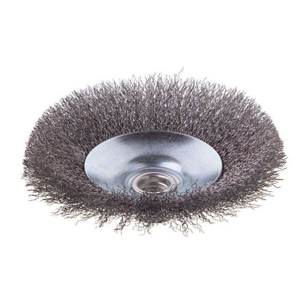 Щітка конусна, 125 мм, M14, кручений дріт, для КШМ, 6500 об/хв INTERTOOL BT-5125 Щітка конусна, 125 мм, M14, кручений дріт, для КШМ, 6500 об/хв INTERTOOL BT-5125