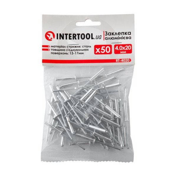 Заклепка алюминиевая 4.0*20.0 мм, уп. 50 шт. INTERTOOL RT-4020