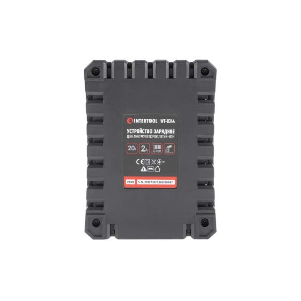 Пристрій зарядний для акумуляторів Li-ion 20 В, струм заряду 2,0 А INTERTOOL WT-0344 Пристрій зарядний для акумуляторів Li-ion 20 В, струм заряду 2,0 А INTERTOOL WT-0344