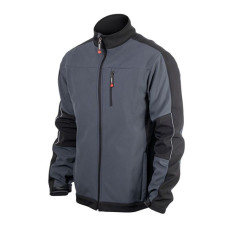 Куртка SOFTSHELL темно-сіро/чорна, тришарова, стрейч 300 GSM 100D, водо-/вітрозахист, 96% поліестер / 4% еластан, 3 кишені, XL INTERTOOL SP-3134