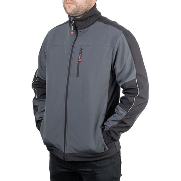 Куртка SOFTSHELL темно-сіро/чорна, тришарова, стрейч 300 GSM 100D, водо-/вітрозахист, 96% поліестер / 4% еластан, 3 кишені, XL INTERTOOL SP-3134 Куртка SOFTSHELL темно-сіро/чорна, тришарова, стрейч 300 GSM 100D, водо-/вітрозахист, 96% поліестер / 4% еластан, 3 кишені, XL INTERTOOL SP-3134