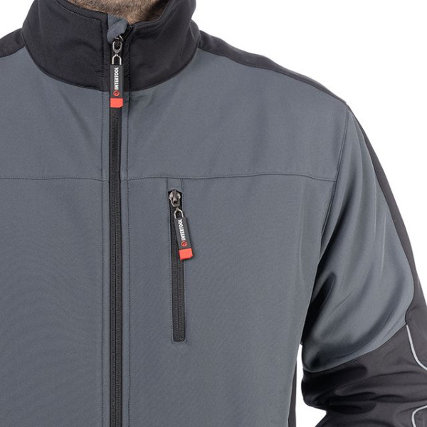 Куртка SOFTSHELL темно-сіро/чорна, тришарова, стрейч 300 GSM 100D, водо-/вітрозахист, 96% поліестер / 4% еластан, 3 кишені, XL INTERTOOL SP-3134 Куртка SOFTSHELL темно-сіро/чорна, тришарова, стрейч 300 GSM 100D, водо-/вітрозахист, 96% поліестер / 4% еластан, 3 кишені, XL INTERTOOL SP-3134