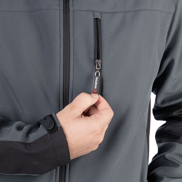 Куртка SOFTSHELL темно-сіро/чорна, тришарова, стрейч 300 GSM 100D, водо-/вітрозахист, 96% поліестер / 4% еластан, 3 кишені, XL INTERTOOL SP-3134 Куртка SOFTSHELL темно-сіро/чорна, тришарова, стрейч 300 GSM 100D, водо-/вітрозахист, 96% поліестер / 4% еластан, 3 кишені, XL INTERTOOL SP-3134