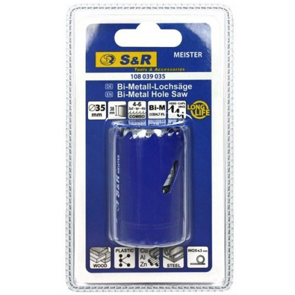 Кільцева пилка S&R Meister 35 мм HSS-Co8% М42 Кільцева пилка S&R Meister 35 мм HSS-Co8% М42