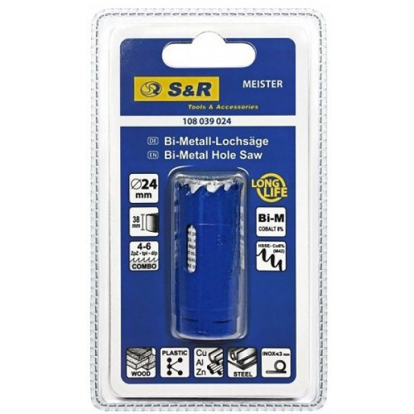 Кільцева пилка S&R Meister 25 мм HSS-Co8% М42 Кільцева пилка S&R Meister 25 мм HSS-Co8% М42