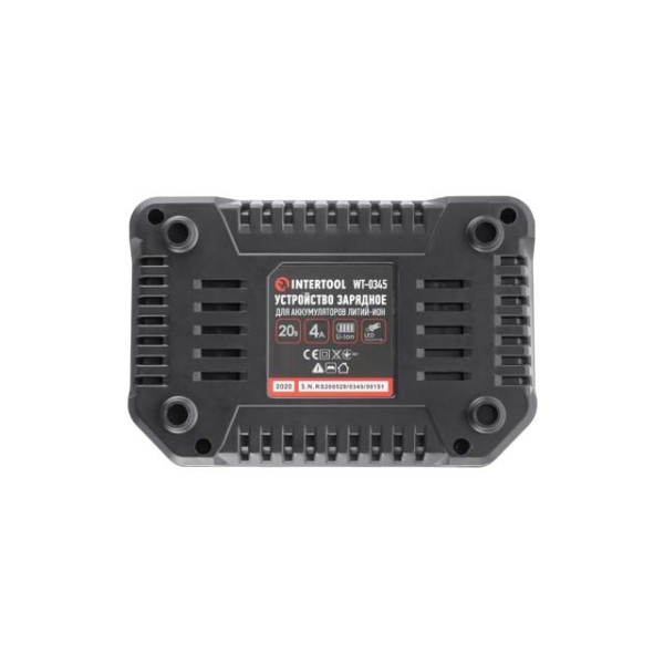 Пристрій зарядний для акумуляторів Li-ion 20 В, струм заряду 4,0 А INTERTOOL WT-0345 Пристрій зарядний для акумуляторів Li-ion 20 В, струм заряду 4,0 А INTERTOOL WT-0345