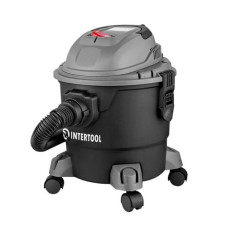 Пилосос будівельний, 1,0 кВт, >17 кПа, бак 15 л пластик, шланг 1,5 м INTERTOOL DT-1015