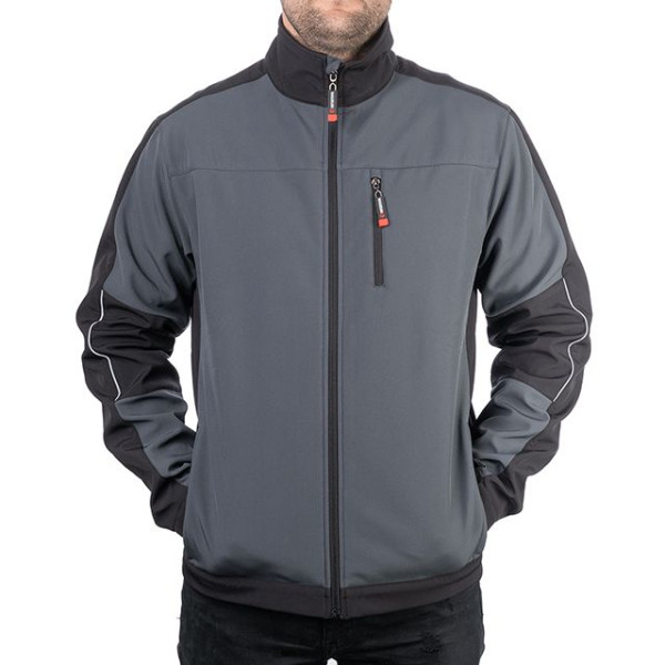 Куртка SOFTSHELL темно-сіро/чорна, тришарова, стрейч 300 GSM 100D, водо-/вітрозахист, 96% поліестер / 4% еластан, 3 кишені, XXXL INTERTOOL SP-3136 Куртка SOFTSHELL темно-сіро/чорна, тришарова, стрейч 300 GSM 100D, водо-/вітрозахист, 96% поліестер / 4% еластан, 3 кишені, XXXL INTERTOOL SP-3136