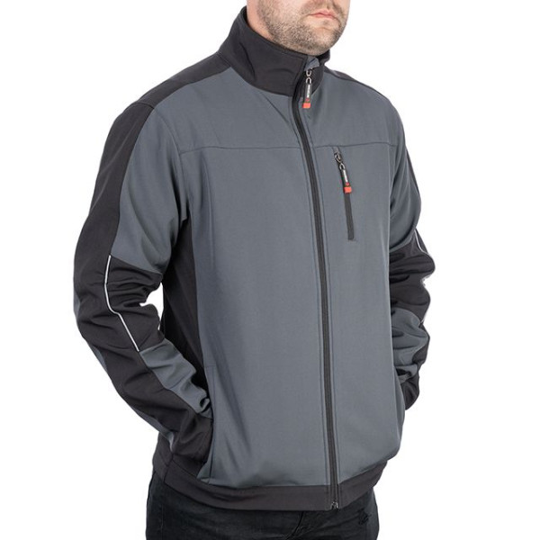 Куртка SOFTSHELL темно-сіро/чорна, тришарова, стрейч 300 GSM 100D, водо-/вітрозахист, 96% поліестер / 4% еластан, 3 кишені, XXXL INTERTOOL SP-3136 Куртка SOFTSHELL темно-сіро/чорна, тришарова, стрейч 300 GSM 100D, водо-/вітрозахист, 96% поліестер / 4% еластан, 3 кишені, XXXL INTERTOOL SP-3136