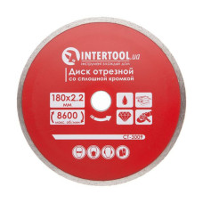 Диск відрізний алмазний, з суцільною кромкою, 180 мм, 22-24%, 8600 об/хв INTERTOOL CT-3009